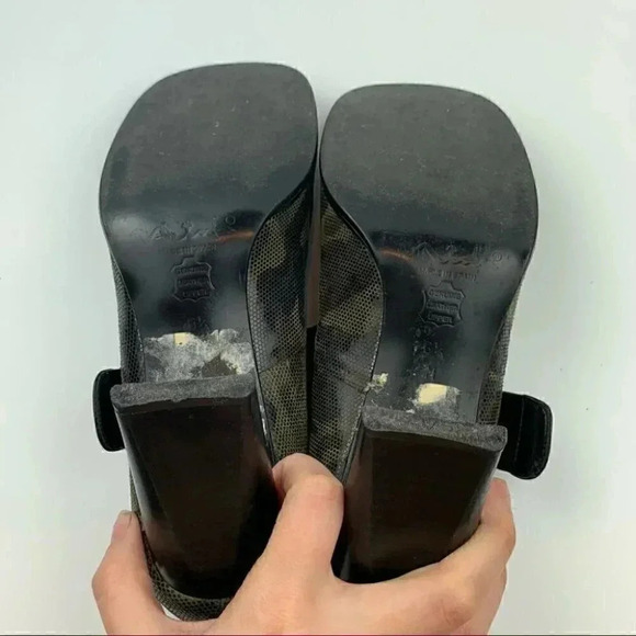 Nina heels size 6.5 leather army green camo 90s - Picture 6 of 12